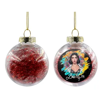 Dua lipa, Transparent Christmas tree ball ornament with red filling 8cm