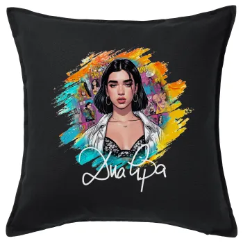 Dua lipa, Μαξιλάρι καναπέ Μαύρο 100% βαμβάκι, περιέχεται το γέμισμα (50x50cm)