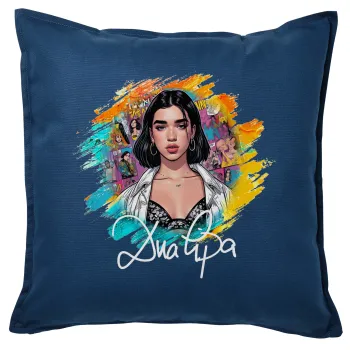 Dua lipa, Μαξιλάρι καναπέ Μπλε 100% βαμβάκι, περιέχεται το γέμισμα (50x50cm)