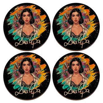 Dua lipa, ΣΕΤ x4 Σουβέρ ξύλινα στρογγυλά plywood (9cm)