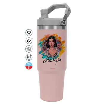 Dua lipa, Pink color, 890ml (30oz) stainless Steel Tumbler with Handle