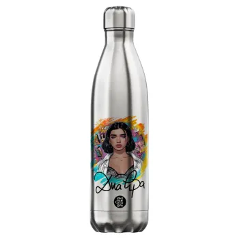 Dua lipa, Μεταλλικό παγούρι θερμός Inox (Stainless steel), διπλού τοιχώματος, 750ml