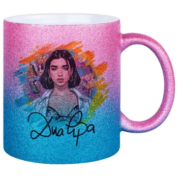 Dua lipa, Κούπα Χρυσή/Μπλε Glitter, κεραμική, 330ml