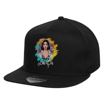 Dua lipa, Καπέλο παιδικό Flat Snapback, Μαύρο (100% ΒΑΜΒΑΚΕΡΟ, ΠΑΙΔΙΚΟ, UNISEX, ONE SIZE)