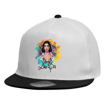 Dua lipa, Καπέλο παιδικό Flat Snapback, Λευκό (100% ΒΑΜΒΑΚΕΡΟ, ΠΑΙΔΙΚΟ, UNISEX, ONE SIZE)