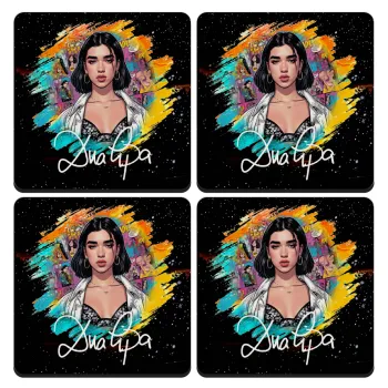 Dua lipa, ΣΕΤ 4 Σουβέρ ξύλινα τετράγωνα (9cm)