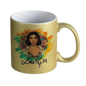 Dua lipa, Κούπα Χρυσή Glitter που γυαλίζει, κεραμική, 330ml