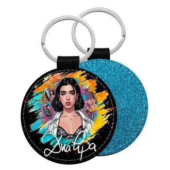 Dua lipa, Μπρελόκ Δερματίνη, στρογγυλό ΜΠΛΕ (5cm)