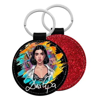 Dua lipa, Μπρελόκ Δερματίνη, στρογγυλό ΚΟΚΚΙΝΟ (5cm)