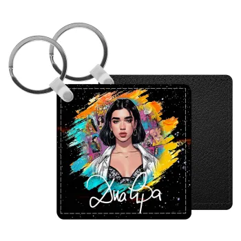 Dua lipa, Μπρελόκ Δερματίνη, τετράγωνο ΜΑΥΡΟ (5x5cm)