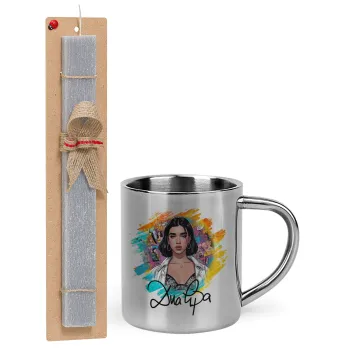 Dua lipa, Easter Set, metallic thermal cup (300ml) & Easter aromatic flat candle (30cm) (GRAY)