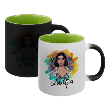 Dua lipa, Κούπα Μαγική εσωτερικό πράσινο, κεραμική 330ml που αλλάζει χρώμα με το ζεστό ρόφημα