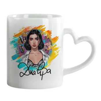 Dua lipa, Mug heart handle, ceramic, 330ml