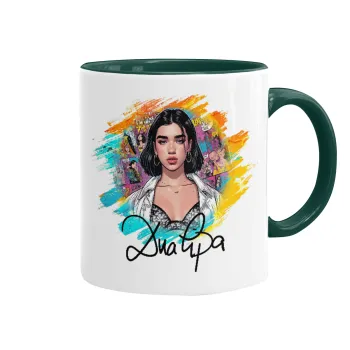 Dua lipa, Κούπα χρωματιστή πράσινη, κεραμική, 330ml