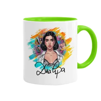 Dua lipa, Mug colored light green, ceramic, 330ml