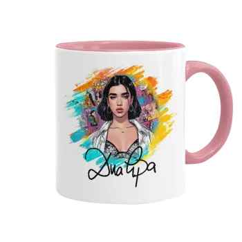 Dua lipa, Κούπα χρωματιστή ροζ, κεραμική, 330ml
