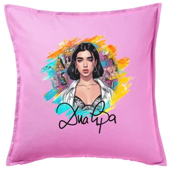 Dua lipa, Μαξιλάρι καναπέ ΡΟΖ 100% βαμβάκι, περιέχεται το γέμισμα (50x50cm)