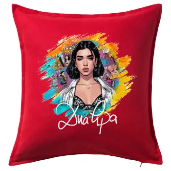 Dua lipa, Μαξιλάρι καναπέ Κόκκινο 100% βαμβάκι, περιέχεται το γέμισμα (50x50cm)