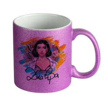 Dua lipa, Κούπα Μωβ Glitter που γυαλίζει, κεραμική, 330ml