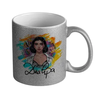 Dua lipa, Κούπα Ασημένια Glitter που γυαλίζει, κεραμική, 330ml