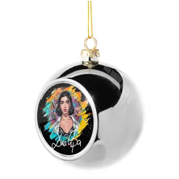 Dua lipa, Silver 8cm Christmas tree ball ornament