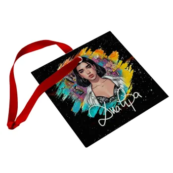 Dua lipa, Christmas ornament, glass square ornament 9x9cm