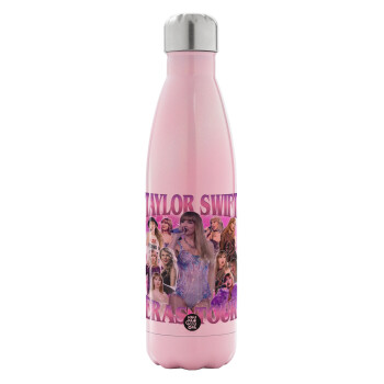 Taylor Swift, Metal mug thermos Pink Iridiscent (Stainless steel), double wall, 500ml