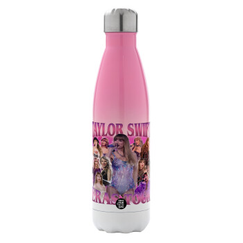 Taylor Swift, Metal mug thermos Pink/White (Stainless steel), double wall, 500ml