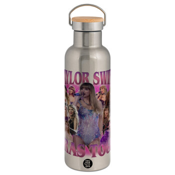 Taylor Swift, Stainless steel Silver with wooden lid (bamboo), double wall, 750ml