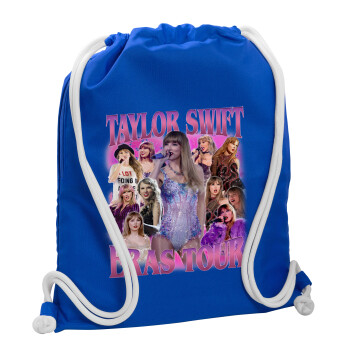 Taylor Swift, Backpack pouch GYMBAG Blue, with pocket (40x48cm) & thick cords