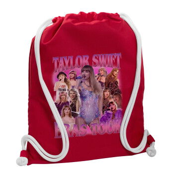 Taylor Swift, Τσάντα πλάτης πουγκί GYMBAG Κόκκινη, με τσέπη (40x48cm) & χονδρά κορδόνια