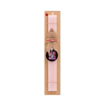 Taylor Swift, Πασχαλινό Σετ, ξύλινο μπρελόκ & πασχαλινή λαμπάδα αρωματική πλακέ (30cm) (ΡΟΖ)