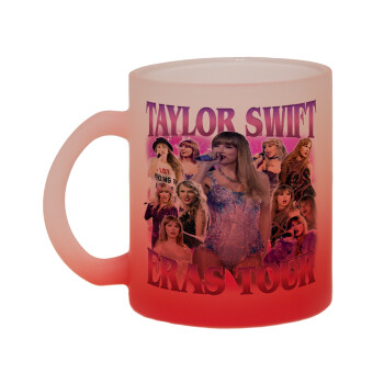 Taylor Swift, Κούπα γυάλινη δίχρωμη με βάση το κόκκινο ματ, 330ml