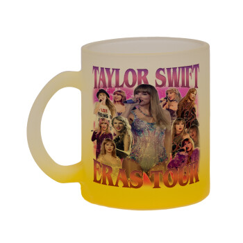 Taylor Swift, Κούπα γυάλινη δίχρωμη με βάση το κίτρινο ματ, 330ml