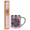 Easter Set, metallic thermal cup (300ml) & aromatic flat Easter candle (30cm) (PINK)