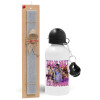 Easter Set, metallic aluminum water bottle (500ml) & aromatic flat Easter candle (30cm) (GRAY)
