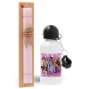 Easter Set, metallic aluminum bottle (500ml) & aromatic flat Easter candle (30cm) (PINK)