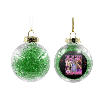 Taylor Swift, Transparent Christmas tree ball ornament with green filling 8cm