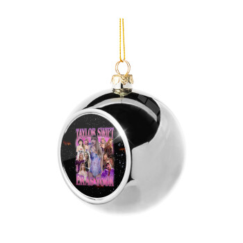 Taylor Swift, Silver 8cm Christmas tree ball ornament