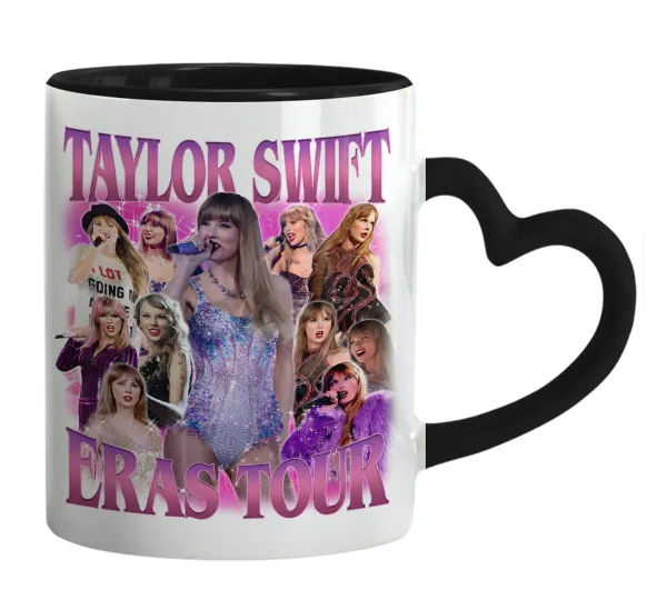 Taylor Swift — Κούπα καρδιά χερούλι μαύρη, κεραμική, 330ml