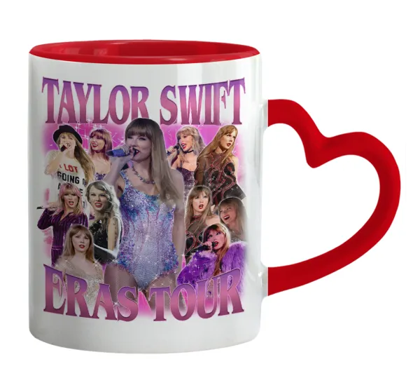 Taylor Swift — Κούπα καρδιά χερούλι κόκκινη, κεραμική, 330ml