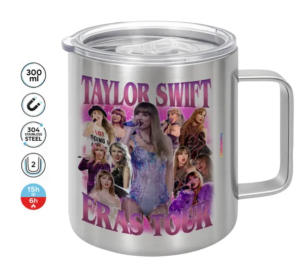 Taylor Swift — Double-walled stainless steel mug 300ml with temperature-retaining lid