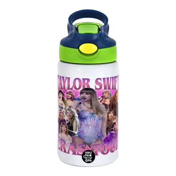 Taylor Swift, Παιδικό παγούρι θερμό, ανοξείδωτο, με καλαμάκι ασφαλείας, πράσινο/μπλε (350ml)