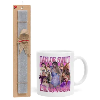 Taylor Swift, Πασχαλινή Λαμπάδα με Κούπα κεραμική (330ml) & κερί αρωματικό πλακέ (30cm) (ΓΚΡΙ)