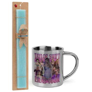 Taylor Swift, Easter Set, metallic thermal cup (300ml) & aromatic flat Easter candle (30cm) (TURQUOISE)