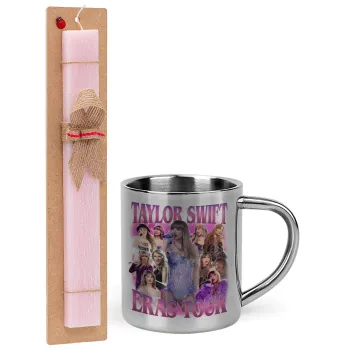 Taylor Swift, Easter Set, metallic thermal cup (300ml) & aromatic flat Easter candle (30cm) (PINK)