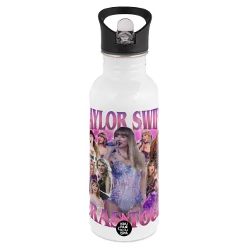 Taylor Swift, Παγούρι νερού Λευκό με καλαμάκι, ανοξείδωτο ατσάλι 600ml