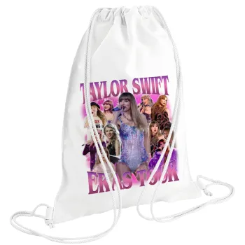 Taylor Swift, Backpack pouch GYMBAG white (28x40cm)