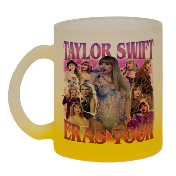 Taylor Swift, Κούπα γυάλινη δίχρωμη με βάση το κίτρινο ματ, 330ml