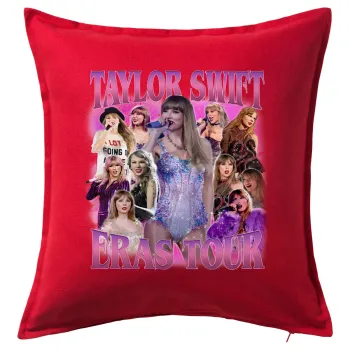 Taylor Swift, Μαξιλάρι καναπέ Κόκκινο 100% βαμβάκι, περιέχεται το γέμισμα (50x50cm)